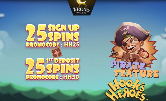 50 Free Spins on Hook’s Heroes Slot at Vegas Paradise