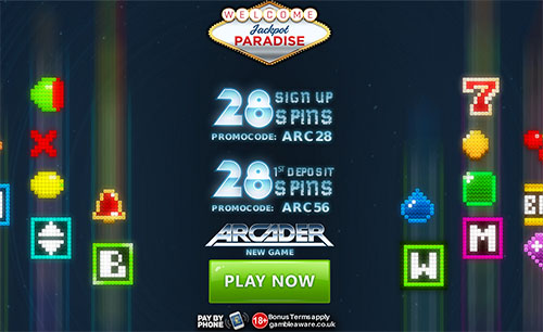 56 Free Spins on Arcader Slot at Jackpot Paradise