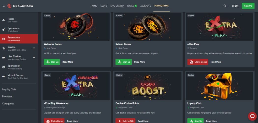 Dragonara Casino promotions and bonuses