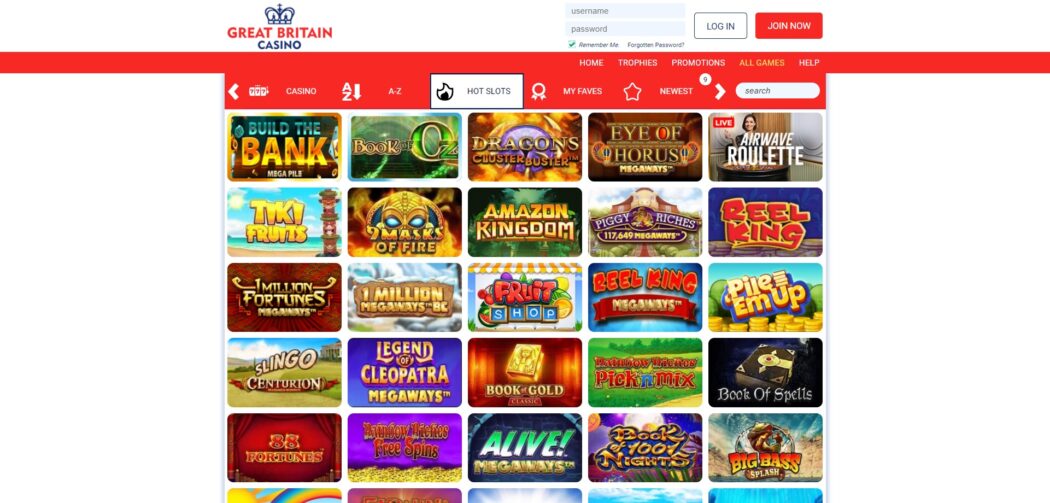 great britain casino slot games