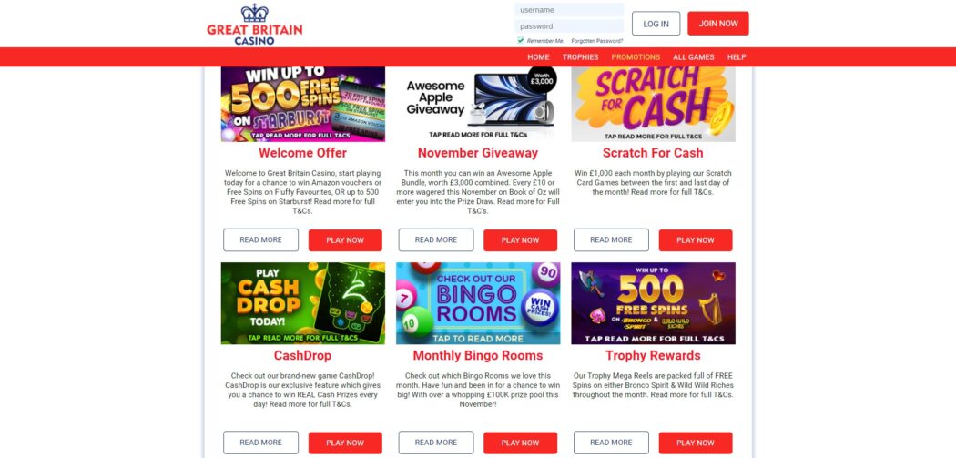great britain casino promotions and bonuses