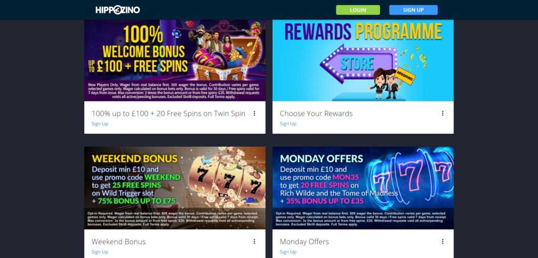 hippozino casino promotions and bonuses
