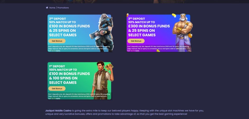 jackpot mobile casino bonus and promotions