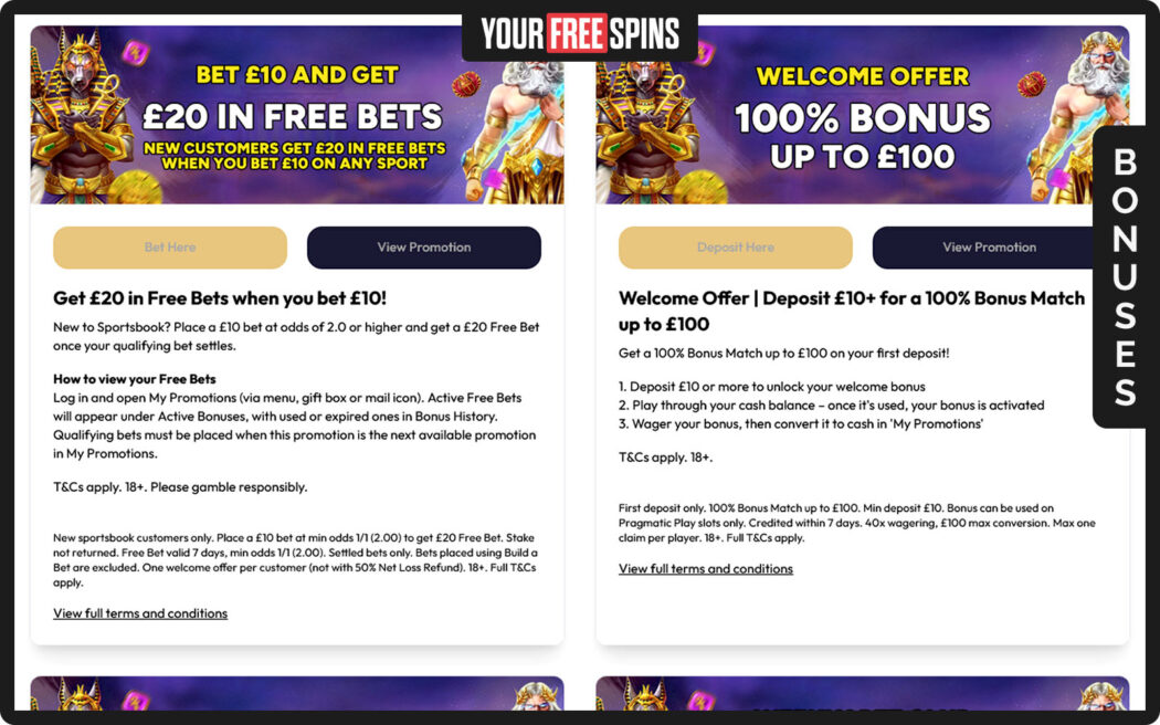 Jackpot Mobile Casino , bonus panel giving examples of how much a player can gain from each bonus offer