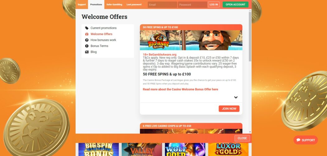 leovegas casino welcome bonus and other promotions